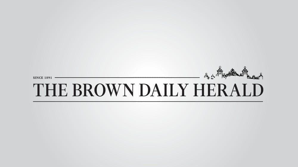 Grey background with a black logo that says "The Brown Daily Herald"